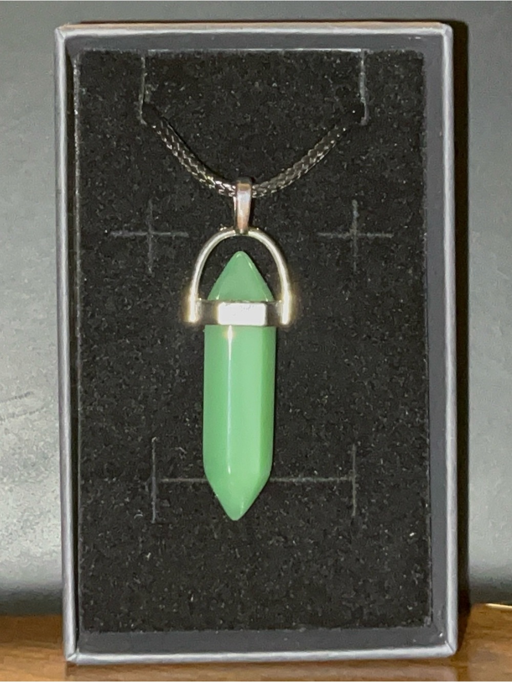 Green Crystal Point Pendant Necklace